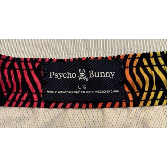 PSYCHO BUNNY Sugar Grove AOP Swim Trunks Men Large Magenta Storm Colorful Beach - Picture 4 of 13